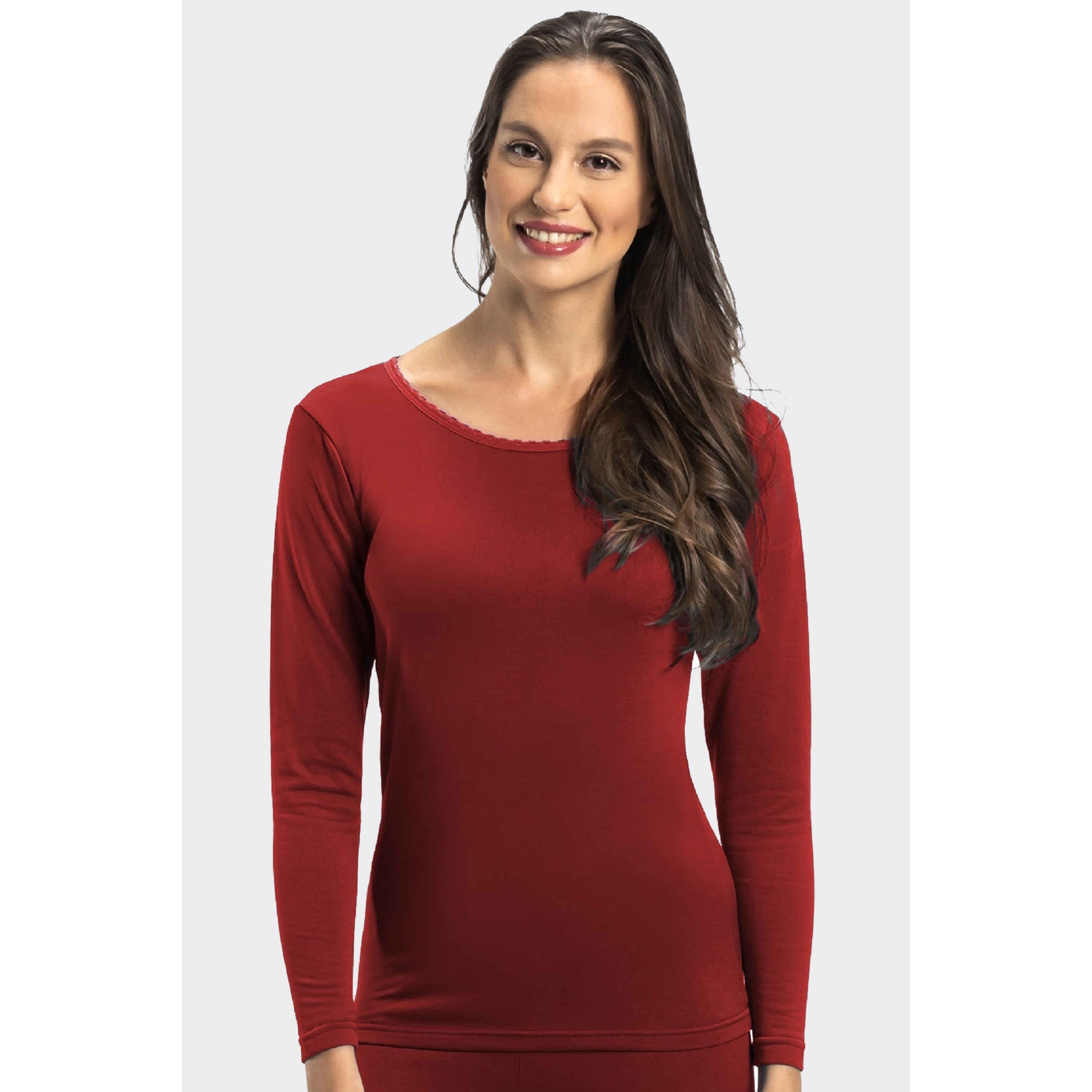 Women's Fleece-Lined Long-Sleeved Thermal Tops (3-Pack) with Plus