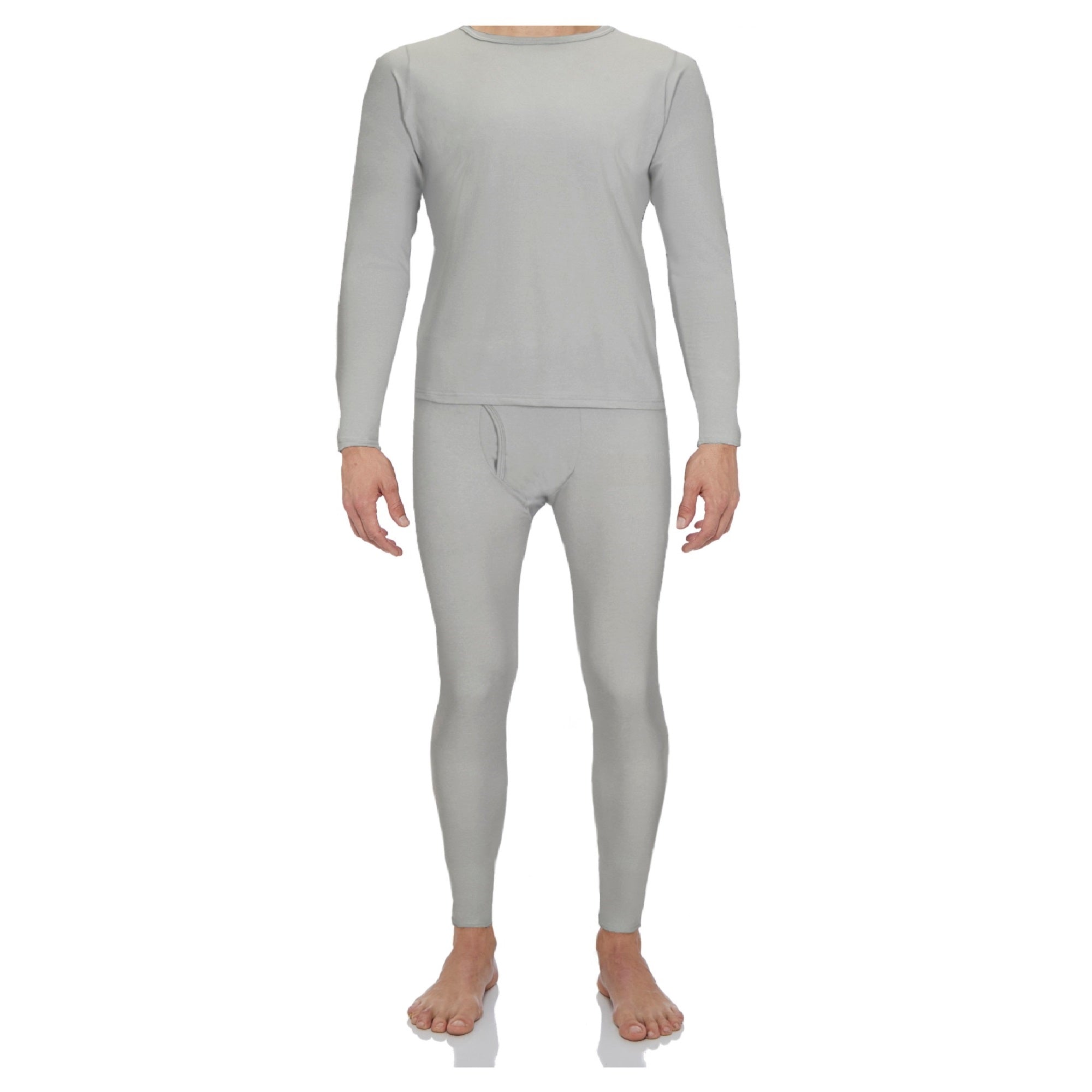 Men's thermal underwear Segmental color brushed round collar self