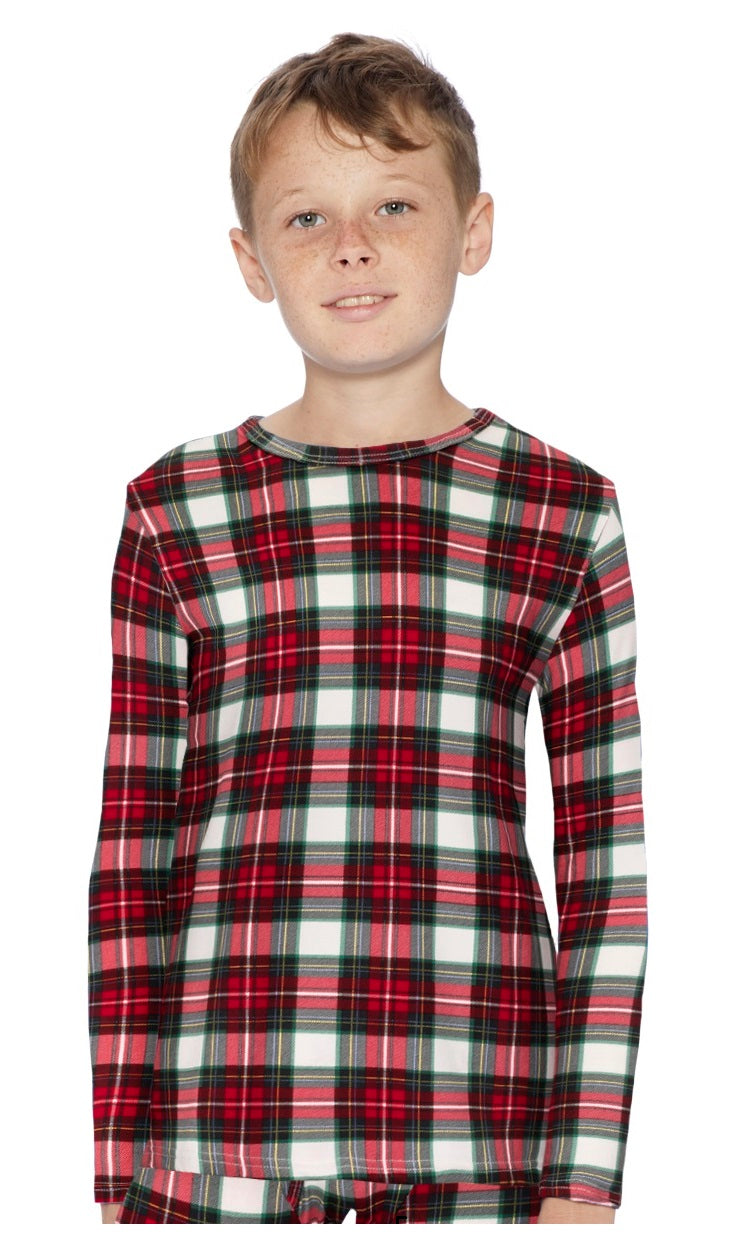 Boys Plaid Series Thermal Top